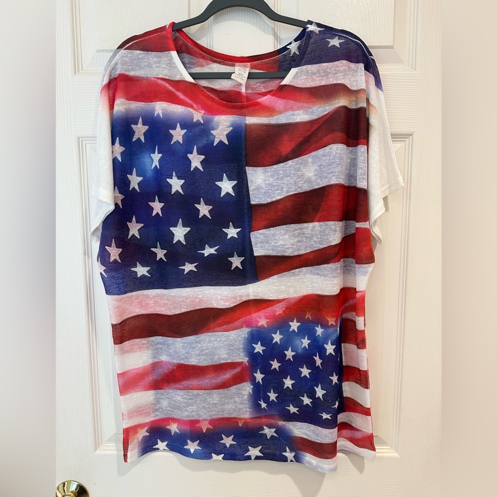 American Flag Print Top